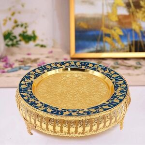 Turkish Coffee Middle East Gold Blue Floral Tray